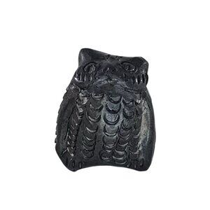 Mexican Folk Art Oaxaca Owl Whistle Miniature Figurine Black Clay Handmade